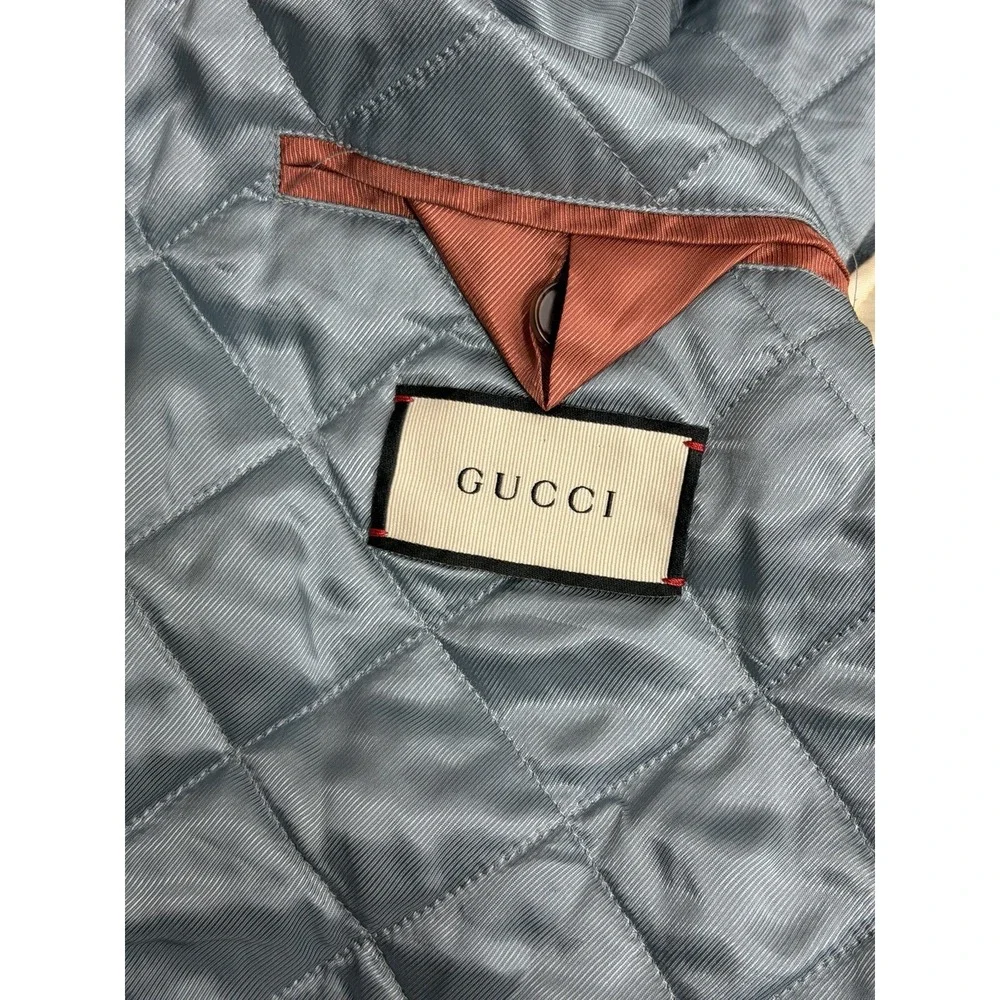 Gucci 100% Silk 'Mermaid' Blouson Jacket - Green/Ivory - SIZE 46 - RETAIL: $2800